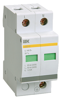 Ограничитель импульсного перенапряжения ОПС1-C 2P In=20kA Un=400B Im=40kA IEK  – купить силовое и модульное оптом и в розницу  Ограничитель импульсного перенапряжения ОПС1-C 2P In=20kA Un=400B Im=40kA IEK во Владивостоке