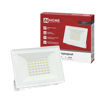 Прожектор светодиодный СДО-7 50Вт 230В 4000К IP65 белый IN HOME во Владивостоке