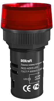 Лампа сигнальная ADDS D22 КРАСНЫЙ LED 220В ЛK-22 DEKraft во Владивостоке