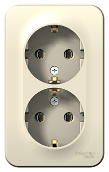 Розетка двойная BLANCA SE накладная с заземлением с изоляционной пластиной молочная во Владивостоке