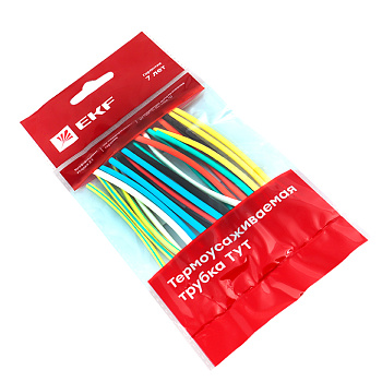 Термоусаживаемая трубка ТУТ нг 4/2 набор 7 цветов по 3 шт 100мм EKF PROxima во Владивостоке