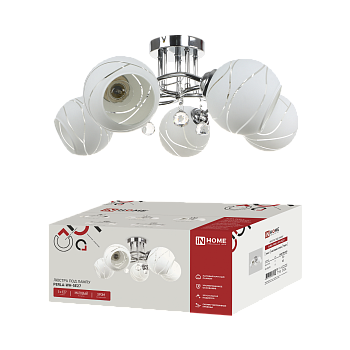 Светильник потолочный под лампу AURA PERLA-WH-5E27 5хЕ27 матовый плафон хромированный корпус IN HOME во Владивостоке