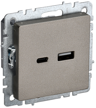 Розетка USB A+C 18Вт BRITE IEK шампань во Владивостоке