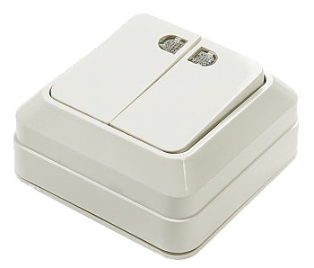 Выключатель двухклавишный с подсветкой BOLLETO белый накладной 7123 IN HOME во Владивостоке