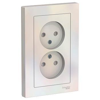 Розетка двойная AtlasDesign SE со шторкамиx жемчуг сборе во Владивостоке