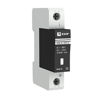 Ограничитель импульсного перенапряжения ОПС1-D 1Р In=5kA Un=230B Im=10kA EKF  – купить силовое и модульное оптом и в розницу  Ограничитель импульсного перенапряжения ОПС1-D 1Р In=5kA Un=230B Im=10kA EKF во Владивостоке