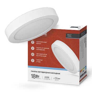 Панель светодиодная накладная круглая NRLP 18Вт 230В 6500К 1260Лм 210мм белая IP40 IN HOME во Владивостоке