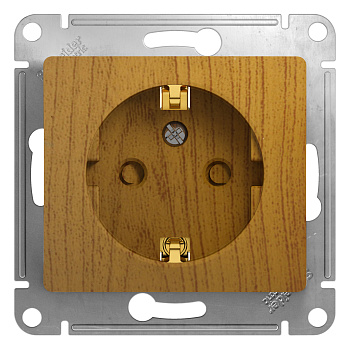 Розетка одинарная Glossa SE с заземлением со шторками дуб во Владивостоке