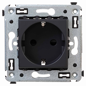 Розетка в стену, 2P+E, с з/ш, Avanti "Черный матовый" DKC во Владивостоке