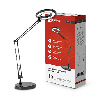 Светильник настольный светодиодный CRAFT ССО-17Ч 10Вт 6500К 700Лм с оптическим фильтром, с адаптером ЧЕРНЫЙ IN HOME во Владивостоке