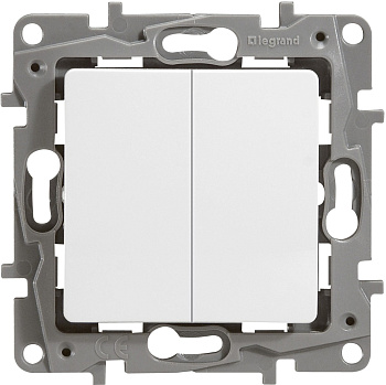 Выключатель двухклавишный ETIKA Legrand белый во Владивостоке