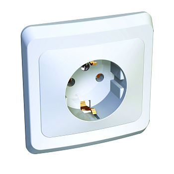 Розетка одинарная ЭТЮД SE с заземлением белая во Владивостоке