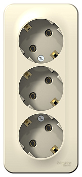 Розетка тройная BLANCA SE накладная с заземлением с изоляционной пластиной молочная во Владивостоке