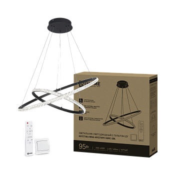 Светильник светодиодный ESTETIKA RING-MYSTERY-95RC-2BL 95Вт 3000-6500K 600/400 1.2м трос пульт ДУ черный IN HOME  – купить кабель и провод оптом и в розницу  Светильник светодиодный ESTETIKA RING-MYSTERY-95RC-2BL 95Вт 3000-6500K 600/400 1.2м трос пульт ДУ черный IN HOME в Владивостоке
