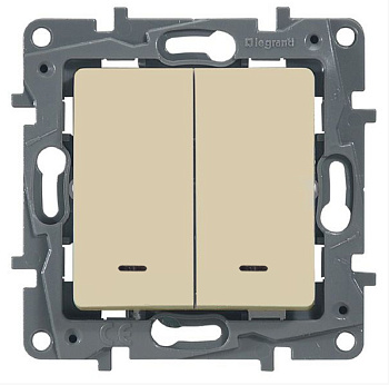 Выключатель двухклавишный ETIKA Legrand с подсветкой крем во Владивостоке