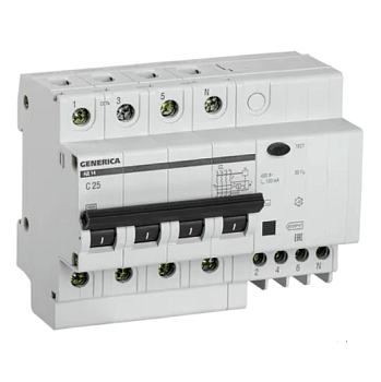 Диф.автомат АД14 4Р 25А 100мА GENERICA IEK во Владивостоке
