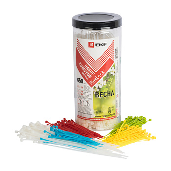 Набор хомутов цветных "Весна" (650 шт.): 2,5х100, 3,6х200, 3,6х280 FlexLock PROxima во Владивостоке