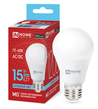Лампа светодиодная низковольтная LED-MO-PRO 15Вт 12-48В Е27 6500К 1200Лм IN HOME  – купить лампы всех видов оптом и в розницу  Лампа светодиодная низковольтная LED-MO-PRO 15Вт 12-48В Е27 6500К 1200Лм IN HOME во Владивостоке
