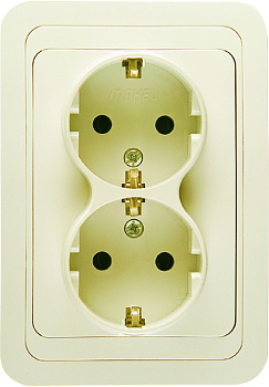 Розетка двойная МИМОЗА MAKEL с заземлением крем во Владивостоке