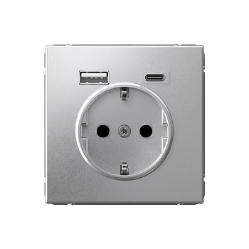 ARTGALLERY РОЗЕТКА 16А с 2 USB A+C, 5В/2,4А/3,0А, 2х5В/1,5А, механизм, АЛЮМИНИЙ во Владивостоке