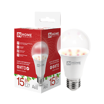 Лампа светодиодная LED-A60 PRO-ФИТО полный спектр 15Вт 230В Е27 IN HOME во Владивостоке