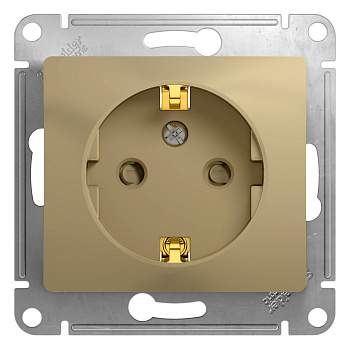 Розетка одинарная Glossa SE с заземлением со шторками титан во Владивостоке