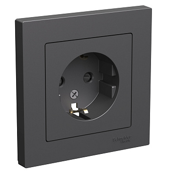 Розетка одинарная AtlasDesign SE с з/к со шторками базальт в сборе во Владивостоке