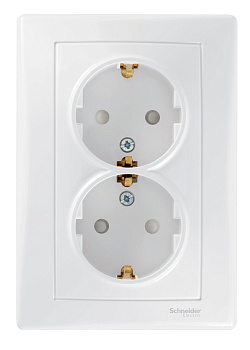 Розетка двойная SEDNA Schneider Electric со шторками с заземлением белая во Владивостоке