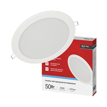 Панель светодиодная встраиваемая круглая RLP-VC 5065WH 50Вт 230В 6500К 4000Лм 295мм белая IP40 IN HOME во Владивостоке