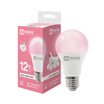 Лампа светодиодная для птицеводства LED-А60 EGG 12Вт 230В Е27 для повышения яйценоскости IN HOME во Владивостоке