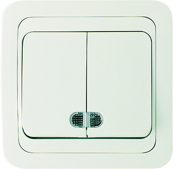 Выключатель двухклавишный МИМОЗА MAKEL с подсветкой белый во Владивостоке