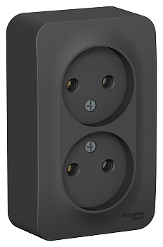 Розетка двойная BLANCA SE накладная с изоляционной пластиной антрацит во Владивостоке