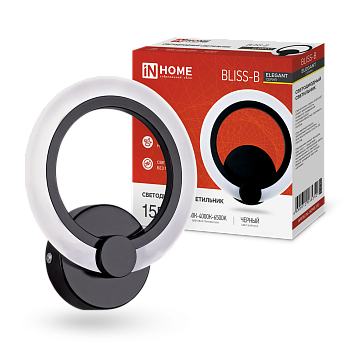 Светильник светодиодный ELEGANT BLISS-B 15Вт 230В 3000-6500K 1200Лм STEP COLOR черный IN HOME  – купить кабель и провод оптом и в розницу  Светильник светодиодный ELEGANT BLISS-B 15Вт 230В 3000-6500K 1200Лм STEP COLOR черный IN HOME во Владивостоке
