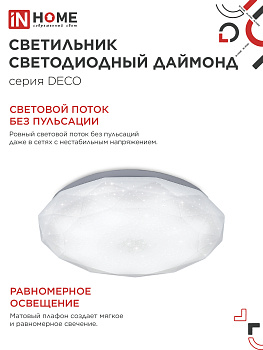 Светильник светодиодный серии DECO ДАЙМОНД 120Вт 230В 6500К 12600Лм 496х85мм IN HOME во Владивостоке