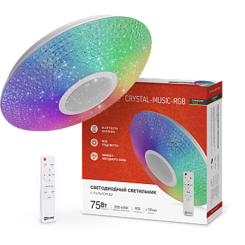 Светильник светодиодный COMFORT CRYSTAL-MUSIC-RGB 75Вт 230В 3000-6500K 6000Лм 505x125мм с пультом дистанционного управления IN HOME  – купить кабель и провод оптом и в розницу  Светильник светодиодный COMFORT CRYSTAL-MUSIC-RGB 75Вт 230В 3000-6500K 6000Лм 505x125мм с пультом дистанционного управления IN HOME в Владивостоке