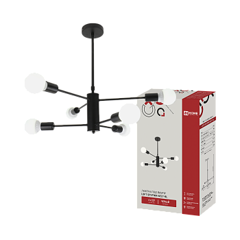 Светильник потолочный под лампу LOFT SPUTNIK-6E27-BL 6хЕ27 черный IN HOME во Владивостоке