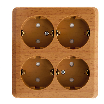 Розетка четырехместная ЭТЮД SE накладная со шторками с заземлением бук  – купить розетки, рамки, выключатели оптом и в розницу  Розетка четырехместная ЭТЮД SE накладная со шторками с заземлением бук во Владивостоке