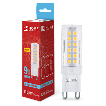 Лампа светодиодная LED-JCD 9Вт 230В G9 6500К 860Лм IN HOME  – купить лампы всех видов оптом и в розницу  Лампа светодиодная LED-JCD 9Вт 230В G9 6500К 860Лм IN HOME во Владивостоке