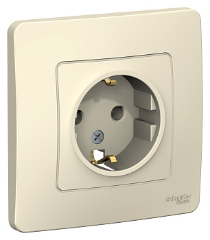 Розетка одинарная BLANCA SE с заземлением молочная во Владивостоке