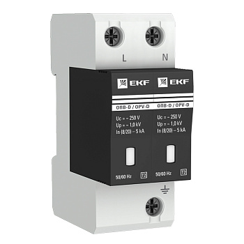 Ограничитель импульсных напряжений ОПВ-D/2P In 5кА 230В с сигнализацией EKF PROxima  – купить силовое и модульное оптом и в розницу  Ограничитель импульсных напряжений ОПВ-D/2P In 5кА 230В с сигнализацией EKF PROxima во Владивостоке