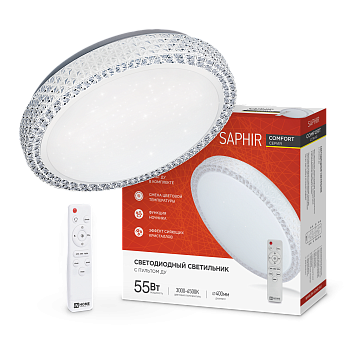 Светильник светодиодный COMFORT SAPHIR 55Вт 230В 3000-6500K 4400Лм 395x105мм с пультом ДУ IN HOME  – купить кабель и провод оптом и в розницу  Светильник светодиодный COMFORT SAPHIR 55Вт 230В 3000-6500K 4400Лм 395x105мм с пультом ДУ IN HOME во Владивостоке