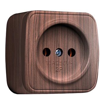Розетка 1-местная ОП Минск 10А без заземления тёмное дерево EKF во Владивостоке