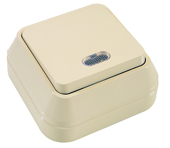 Выключатель одноклавишный накладной с подсветкой MAKEL крем во Владивостоке