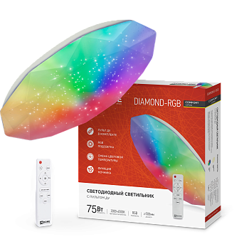 Светильник светодиодный COMFORT DIAMOND-RGB 75Вт 230В 3000-6500K 6000Лм 500x105мм с пультом ДУ IN HOME  – купить кабель и провод оптом и в розницу  Светильник светодиодный COMFORT DIAMOND-RGB 75Вт 230В 3000-6500K 6000Лм 500x105мм с пультом ДУ IN HOME во Владивостоке