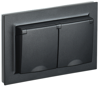 Розетка двойная с крышкой 16А IP44 BRITE IEK черная в сборе во Владивостоке