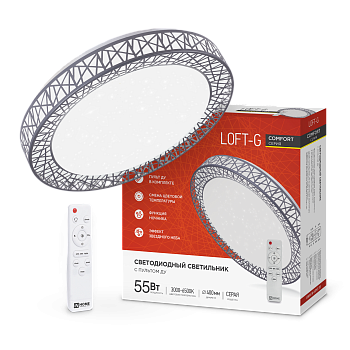 Светильник светодиодный COMFORT LOFT-G 55Вт 230В 3000-6500K 4400Лм 400x105мм с пультом ДУ IN HOME во Владивостоке