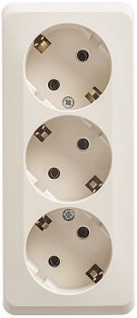 Розетка тройная ЭТЮД SE накладная с заземлением крем во Владивостоке