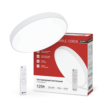 Светильник светодиодный SCANDY SIMPLE-125RCW 125Вт 230В 3000-6500K 10000Лм 500x50мм с пультом ДУ белый IN HOME во Владивостоке