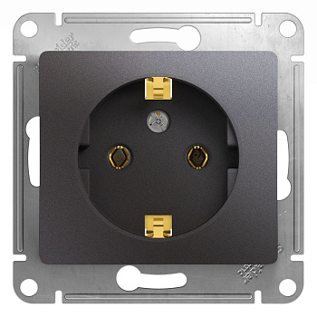 Розетка 1ая с заземлением Glossa графит во Владивостоке