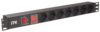 ITK PDU 7 розеток немецкий стандарт с LED выключателем 1U без шнура, вх. С14 во Владивостоке